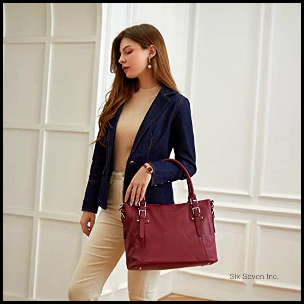 Genuine Leather Tote Shoulder Bag Satchel Purse Top Handle Hobo Crossbody - Picture 2 of 7